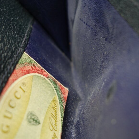 Vintage Gucci GG Blue Monogram Sherry Bi-Fold Long Wallet, Size 4.25 in x 7.5 in - Picture 13 of 16